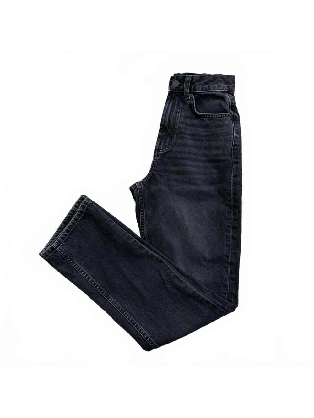 ASOS High Rise Rigid Straight Leg Jeans Pants Washed Black Denim GUC Size 26